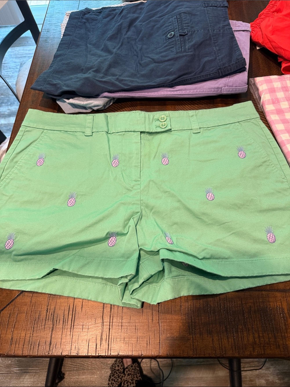 Vineyard Vines Mint Green Shorts with Pink Pineapple Embroidery